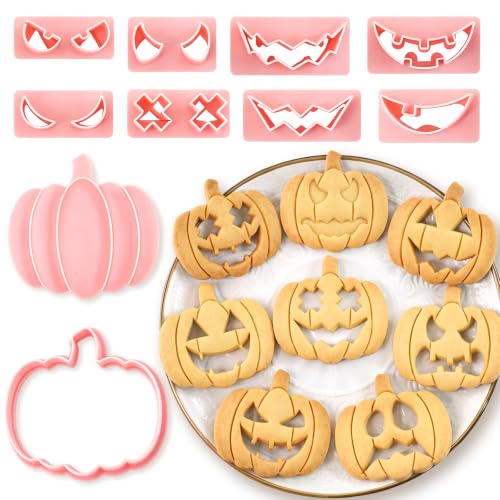 Halloween Cookie Cutters Set - Mini Pumpkin & Face Stamps for Halloween Baking - Halloween Pumpkin Variation