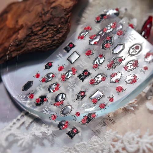 SoftSoul Black Mirror 5D Embossed Nail Stickers - Self-Adhesive Nail Art Accessories