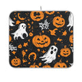 Halloween Ghost & Pumpkins Dish Drying Mat - Microfiber Absorbent Kitchen Counter Protector - 16x18in