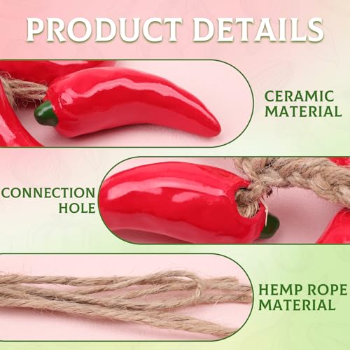Ceramic Chili String Decoration - Faux Red Pepper Garland for Kitchen & Home Decor - Variation of THIS listing