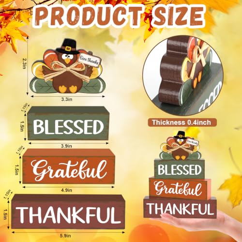 Large Green Wooden Thanksgiving Turkey Decor Set - Rustic Fall Centerpieces