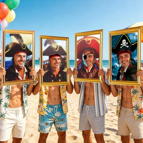 Pirate Captain Photo Props Set - Cartoon Sponge Party Decorations, 4 Pieces