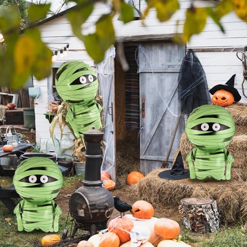 6 Pcs Halloween Mummy Foil Balloons with Ribbon for Party Decorations