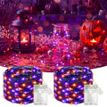 Halloween Fairy Lights 2 Pack - Battery & USB Powered, Timer, Dimmable, Orange Purple