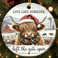 Highland Cow Christmas Ornament - Farmhouse Holiday Decor - Open Variation
