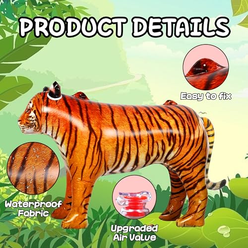 Huge Inflatable Tiger - Lifesize Jungle Animal Balloon for Safari Party - Brown Yellow