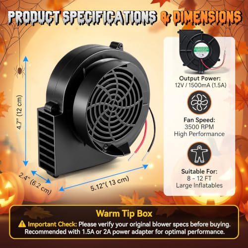 2pcs 12V 1.5A Inflatable Fan Replacement for Christmas Halloween Decorations - Variation of 2/1.5A