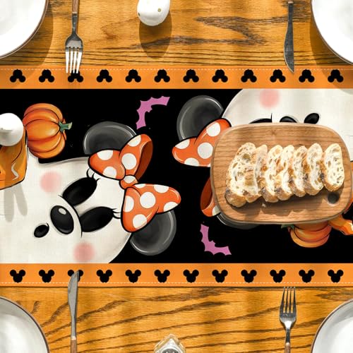 Orange Halloween Table Runner 13x90 Inch Skull Party Decor for Home & Kitchen