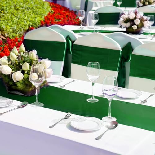 Dark Green Satin Table Runner Bulk 24 Pcs - 12 x 108 Inches - Variation of THIS listing