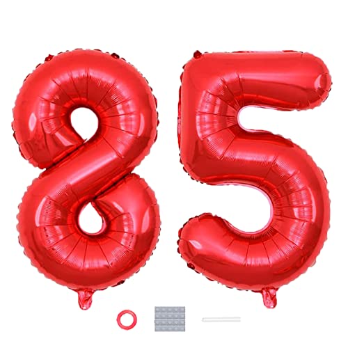 Red 85 Number Balloons - 40 Inch Jumbo Foil Birthday & Anniversary Decor