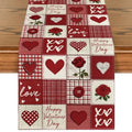 Patchwork Heart Valentine's Table Runner 13x60 Inch Home Decor - Red