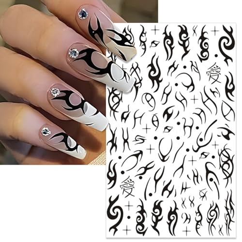 Gothic Snake & Skull Nail Art Stickers - Halloween Self-Adhesive 3D Nail Decals, 6 Sheets