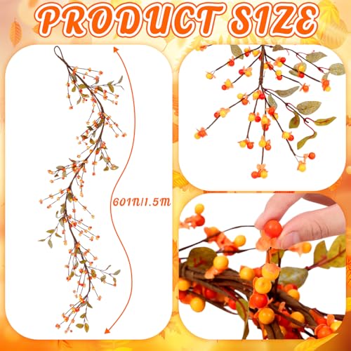 60-Inch Artificial Fall Bittersweet Garland for Thanksgiving & Autumn Decor
