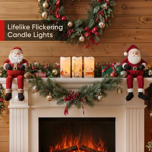 Homemory Christmas Flameless Candles with Remote - House, Santa Claus, Elk