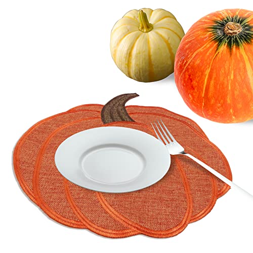Autumn Harvest Pumpkin Placemats Set of 4 - Fall Thanksgiving Table Decor