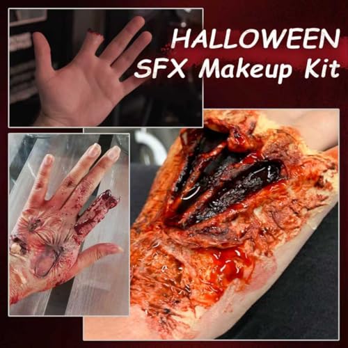 SFX Makeup Kit 6PCS - Scar Wax, Fake Blood, Wound Effects for Halloween