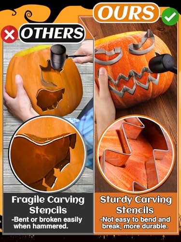 Halloween Pumpkin Carving Kit with Stencils Lights and Tools for Kids & Adults