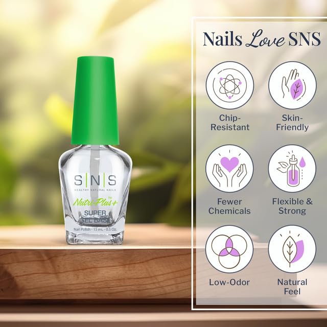 SNS Base Coat Nail Polish - Long-Lasting, Fast-Drying Nail Strengthener | Low-Odor, No UV Lamp Needed - 0.5 Oz