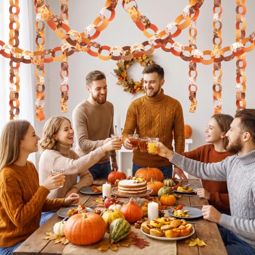 Fall Paper Chain Strips - Autumn Colors & Seasonal Patterns, 500 Pcs