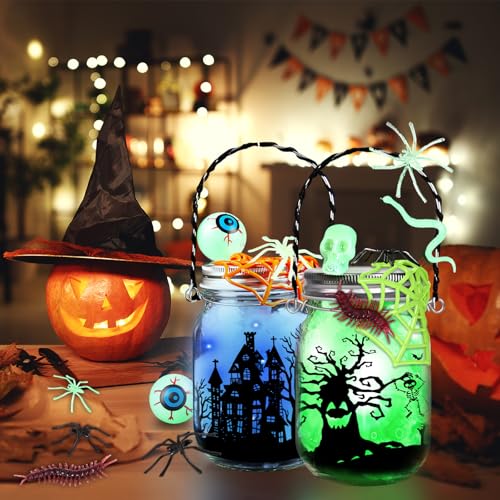Halloween Mason Jar Craft Kit for Kids - 8 Pack DIY Decorations & Party Favors