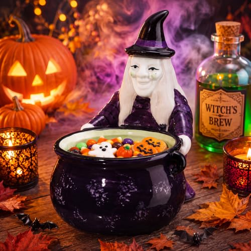 Halloween Witch with Cauldron Ceramic Candy Bowl - Witch Cauldron