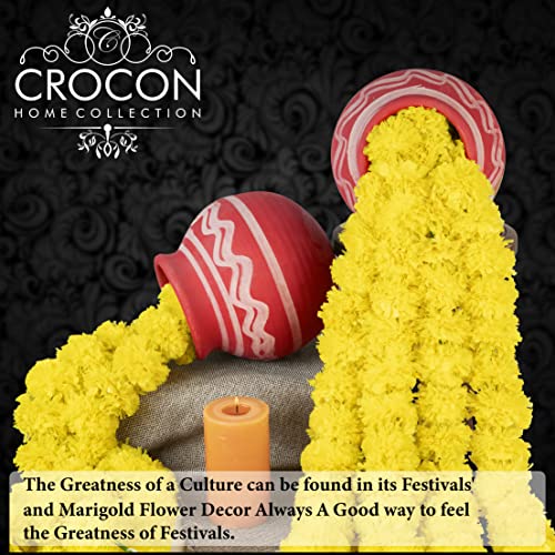 Lime Yellow Artificial Marigold Garland 4.5 Feet - Diwali & Party Decor, 20 pcs