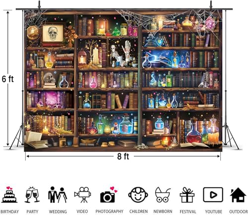 Halloween Laboratory Backdrop 8x6FT - Spooky Science & Potion Theme Photo Banner