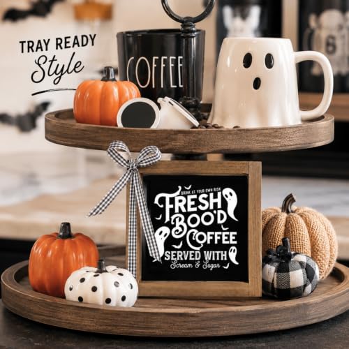 Halloween Coffee Bar Decor Sign Freshly Booed Coffee - Black 2
