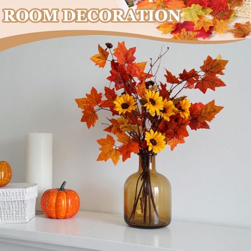 Artificial Maple Leaves Fall Decor Set 400pcs - Yellow & Red, 3.3 Inch