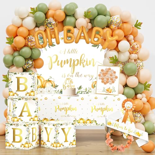 Baby Shower Decorations Kit with Pumpkin Theme for Fall Gender Reveal Party