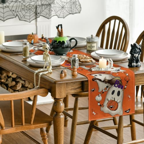 Halloween Table Runner 13x72 Inch Orange Polyester Party Decor - Artoid Mode