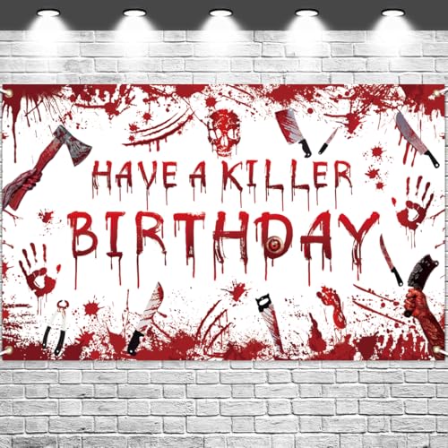 Halloween Blood Birthday Banner, Killer Horror Party Decorations