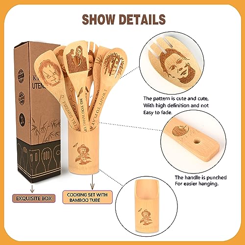 Halloween Bamboo Spoons Set of 7 - Character Halloween Decor & Kitchen Utensils