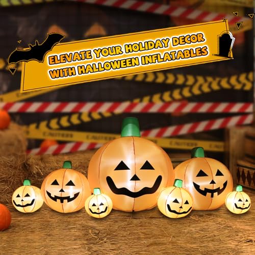 Halloween Inflatable Pumpkins with LED Lights - 8.7 Ft Yard Decoration for Garden & Lawn