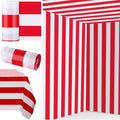 Red and White Striped Tablecloth Roll - 100 Ft Carnival Party Decor
