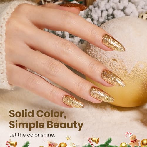 Beetles Gold Gel Nail Polish - 15ML Starlit Gold Reflective Glitter - Blue Variation
