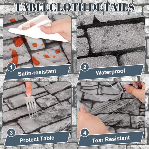 Stone Wall Plastic Tablecloths - Medieval Castle Party Decorations, 6 Pack