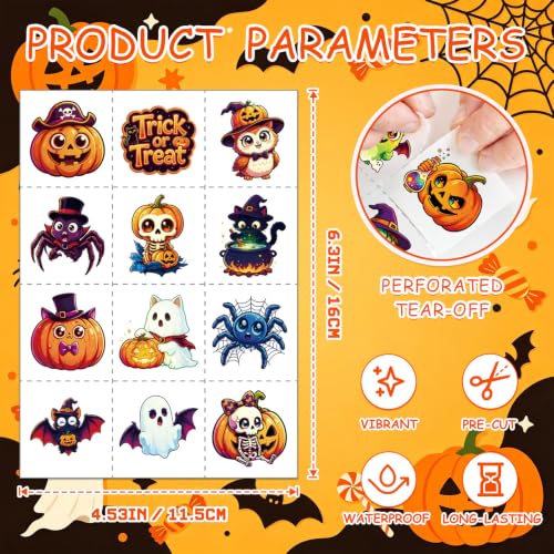 Halloween Temporary Tattoos for Kids - 216 Waterproof Fun Designs