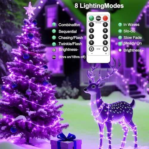 Purple 2 Pack USB Fairy String Lights 16ft with Remote & Timer - Indoor Outdoor Decor