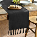 Black Tassel Table Runner 13x72 Inch Halloween Rustic Farmhouse Dining Decor