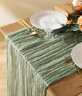Vitalizart Sage Green Cheesecloth Table Runner 10ft Rustic Boho Wedding Decor