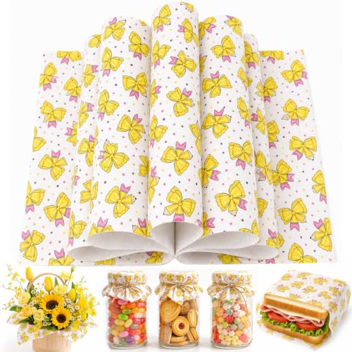 Back to School Wax Paper Sheets with Bow and Pencil Patterns, 150 Pack