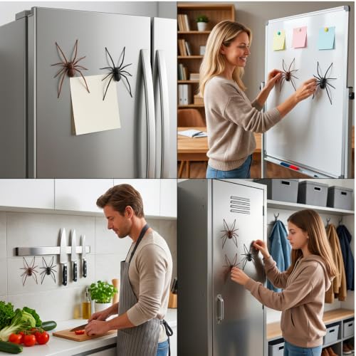 Magnetic Spider Decor - Realistic 3D Fridge Magnet for Halloween & Pranks - 2 Pack