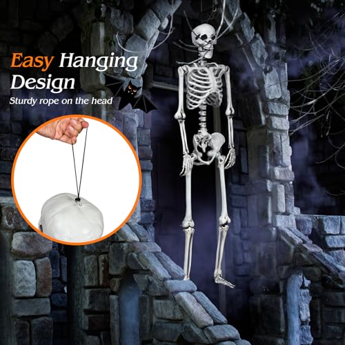 White 5.4 FT Life-Size Posable Skeleton Halloween Decoration