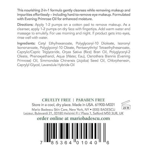 Mario Badescu Cleansing Oil - Lightweight 2-in-1 Makeup Remover & Cleanser for All Skin Types | 6 Fl Oz