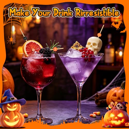 Halloween Cocktail Picks Black & Orange Beaded Toothpicks - Spooky Party Decor
