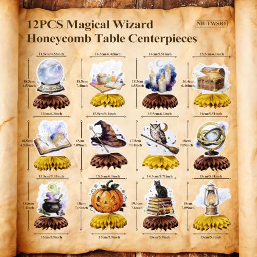 Wizard Honeycomb Centerpieces Set - 12pcs 3D Table Decorations for Parties