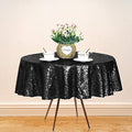 Black Sequin Tablecloth 50 Inch Round Glitter Party Table Cover - Variation: Black / 50 Inch