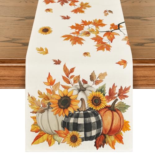 Beige 13x72 Inch Fall Table Runner - Polyester Home Decor for Dining & Parties