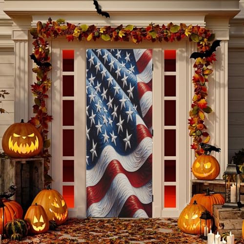 American Flag Door Cover 32x79 Inches - Festive Holiday & Party Decor